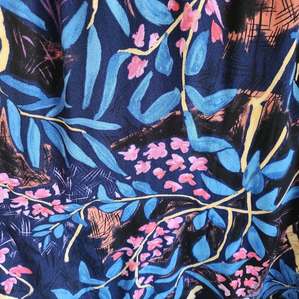 Anthropologie Maeve Elia‎ Short Sleeve Midi Dress Size US 4 Floral Cold Shoulder - Picture 6 of 12